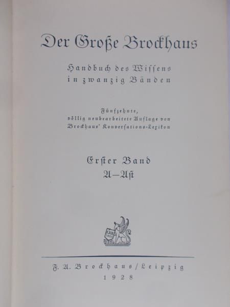 Der Grosse Brockhaus, t. I, A - Ast, 1928r.