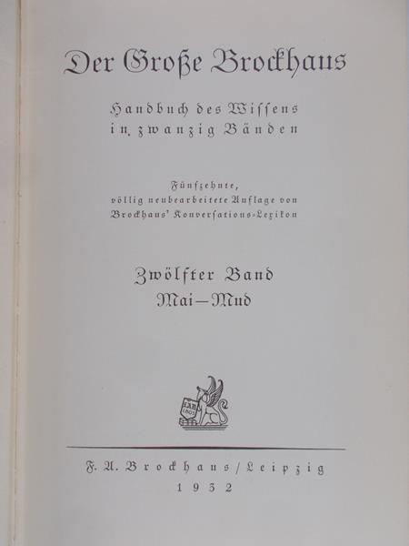 Der Grosse Brockhaus, t. XII, Mai - Mud, 1932r.