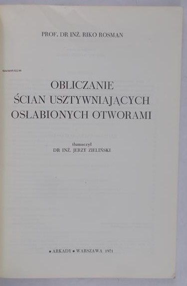 Rosman Riko - Obliczanie ścian usztywniających osłabionych otworami
