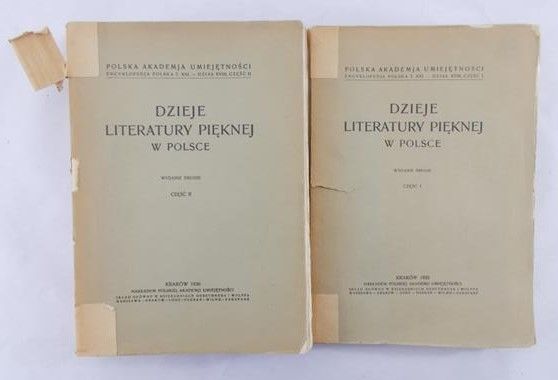Dzieje literatury pięknej w Polsce, Część I-II, 1935 r.