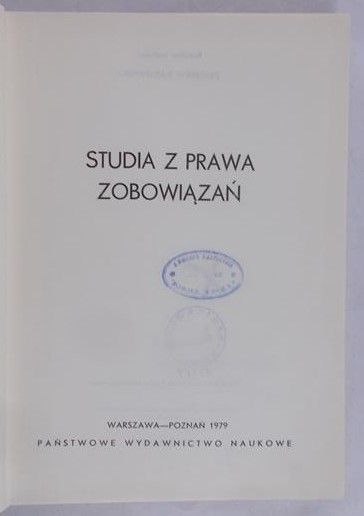 Radwański Zbigniew (red.) - Studia z prawa zoobowiązań
