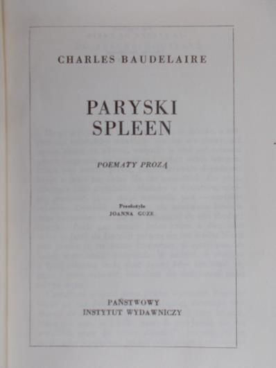 Baudelaire  Charles - Paryski spleen