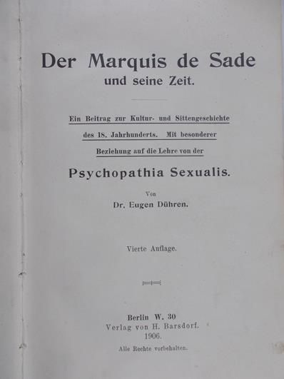 Duhren Eugen - der Marquis de Sade und seine Zeit,1906 r.