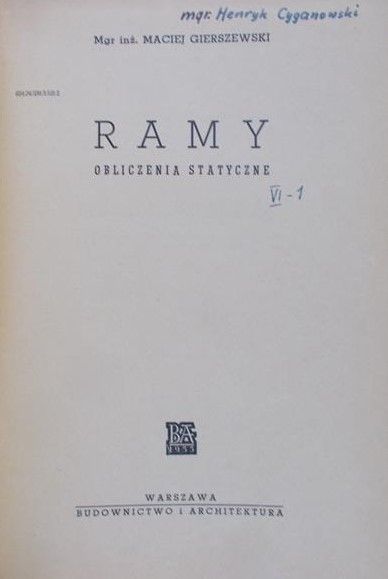 Gierszewski Maciej - Ramy, obliczenia statyczne