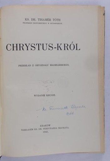 Toth Tihamer - Chrystus-król 1935r.