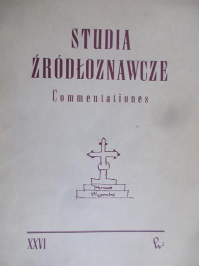 Studia Źródłoznawcze Commentationes XXVI