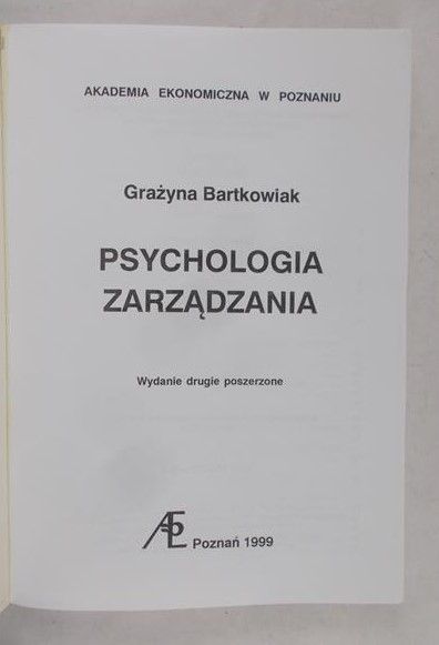 Bartkowiak Grażyna - Psychologia zarządzania