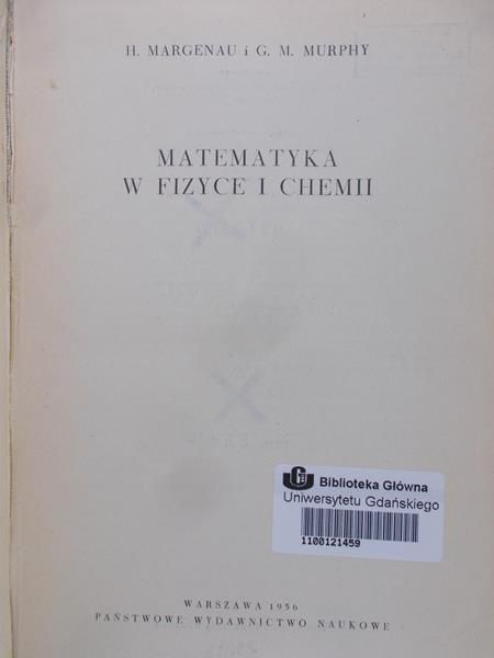 Margenau H.- Matematyka w fizyce i chemii