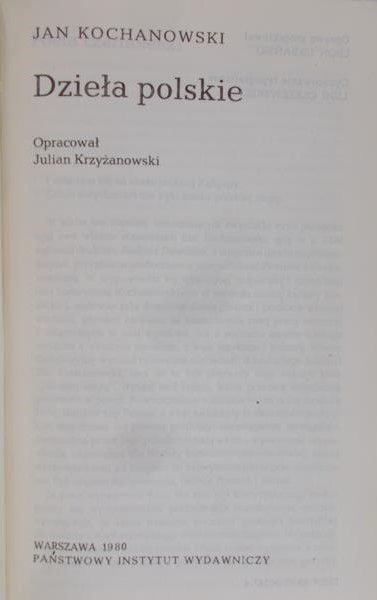 Kochanowski Jan - Dzieła polskie