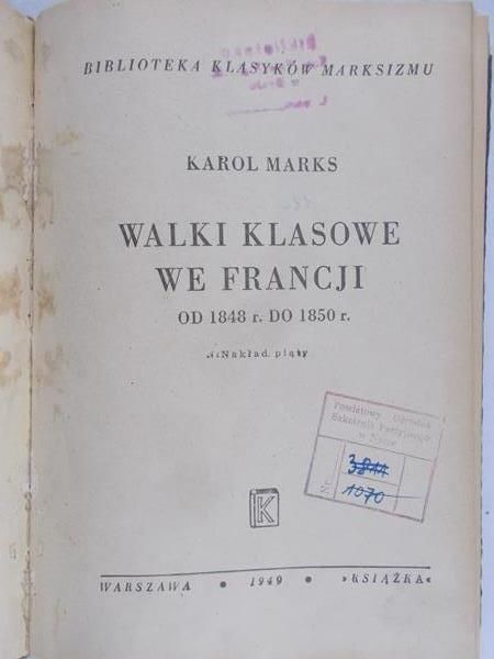 Marks Karol - Walki klasowe we Francji, 1949 r.