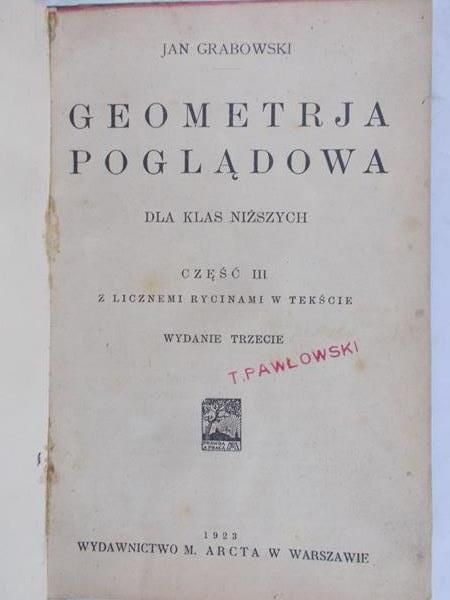Grabowski Jan  -  Geometria poglądowa, 1923 r.