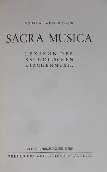 Weissenback Andreas - Sacra Musika, 1937