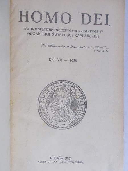 Homo Dei - Przegląd ascetyczno-duszpasterski, 1938 r.