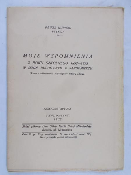 Kubicki Paweł - Moje wspomnienia, 1938 r.