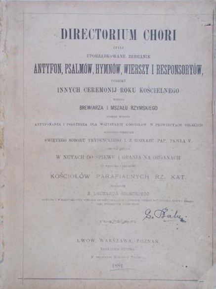 Solecki Leonard - Directorium Chori , 1882 r.