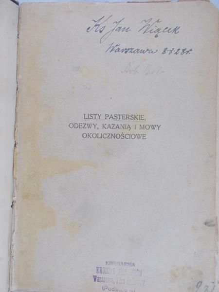 Bilczewski Józef - Listy pasterskie, odezwy, kazania i mowy okolicznościowe, Tom III, 1924 r.