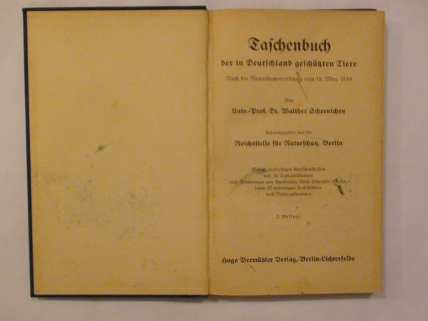 Geschutzte Tiere in Deutschland wyd. 1939 r.