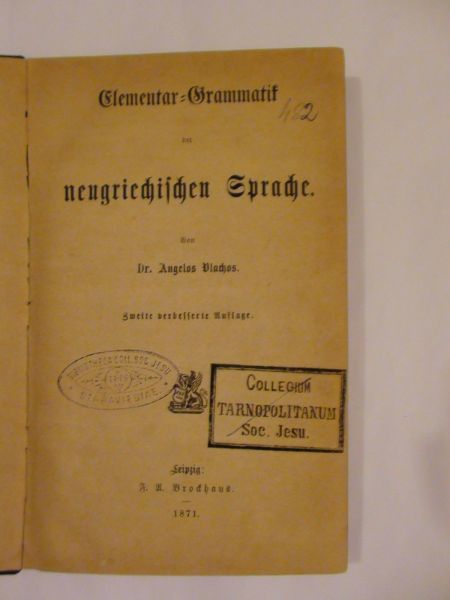 Elementar Grammatik der Neugriechischen Sprache, 1871