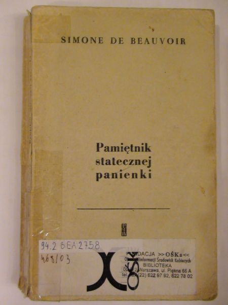 De Beauvoir Simone  Pamiętnik statecznej panienki