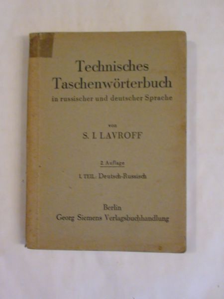 Technisches Taschenworterbuch, 1930
