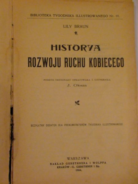 Braun Lily - Historya rozwoju ruchu kobiecego 1904 r.