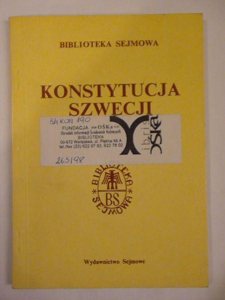 Chruściak Ryszard, Koperska Teresa (red.) - Konstytucja Szwecji