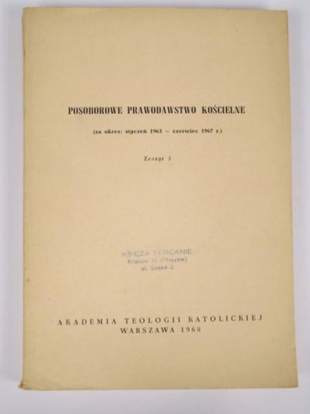 Posoborowe prawodawstwo kościelne, zeszyt 3