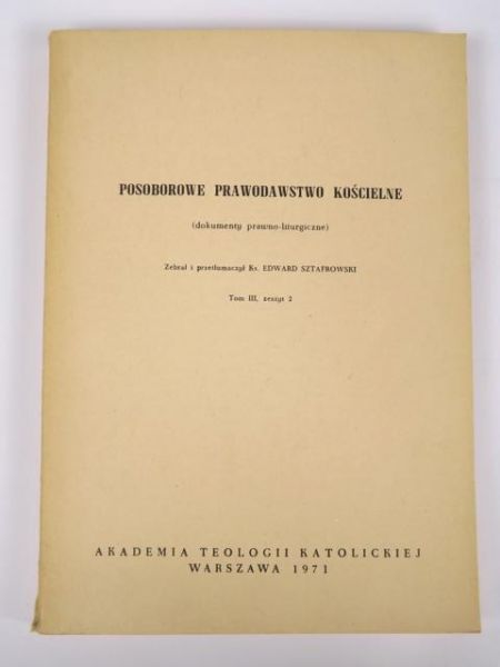 Posoborowe prawodawstwo kościelne, tom II, zeszyt 1