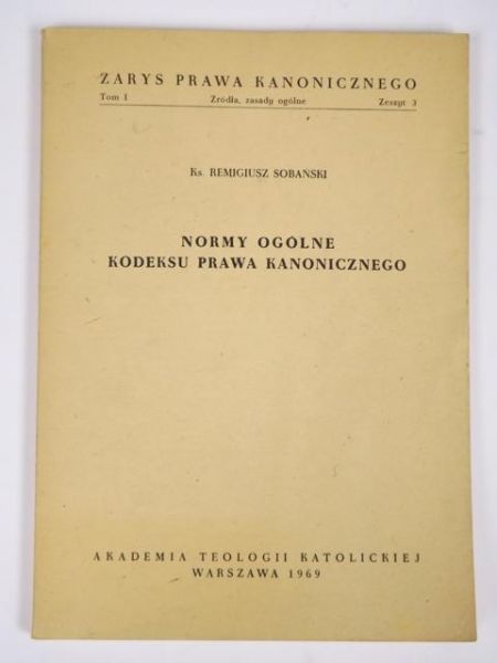 Sobański Remigiusz - Normy ogólne Kodeksu Prawa Kanonicznego