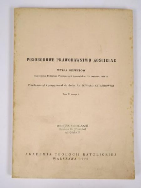 Posoborowe prawodawstwo kościelne, tom II, zeszyt 4