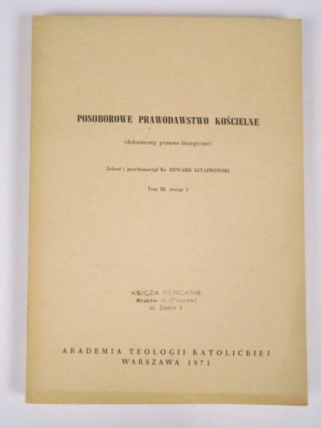 Posoborowe prawodawstwo kościelne, tom III, zeszyt 3