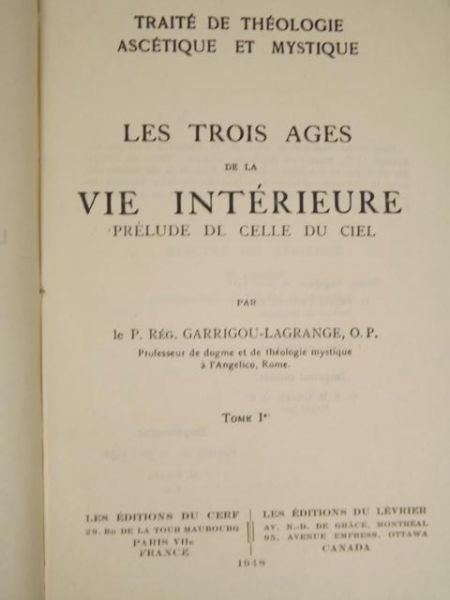 Les trois ages de la vie interieure, tome I, 1948