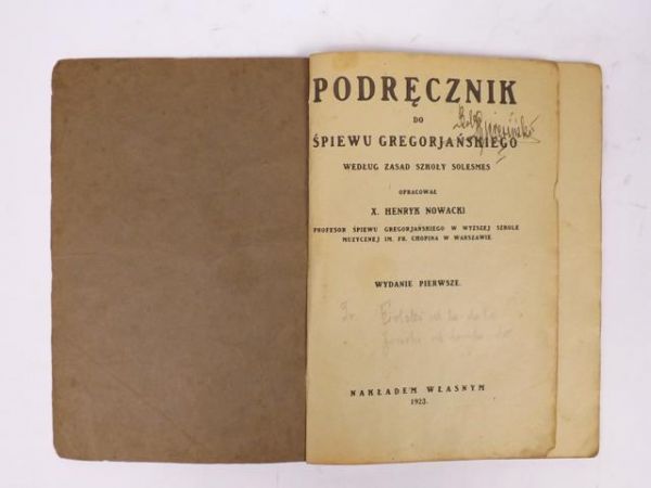 Nowacki Henryk - Podręcznik do śpiewu gregorjańskiego. 1923 r.