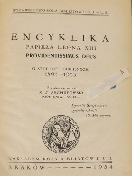 Encyklika Providentissimus Deus, 1934 r.