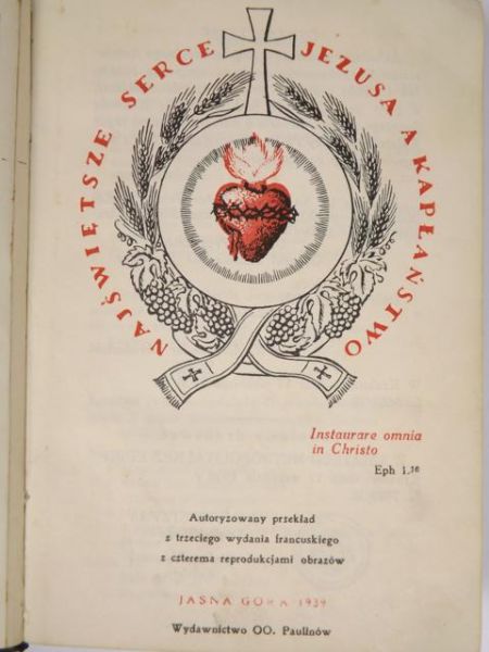 Najświętsze Serce Jezusa a Kapłaństwo, 1939 r.