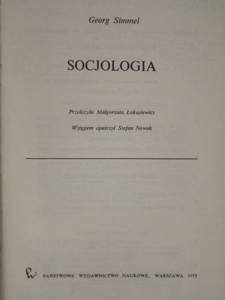 Simmel Georg - Socjologia