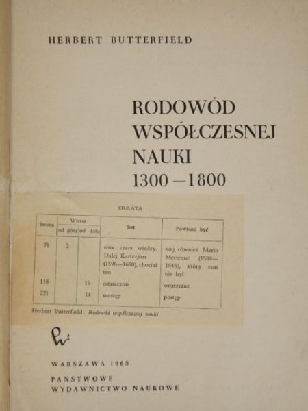 Butterfield Herbert - Rodowód współczesnej nauki 1300 - 1800