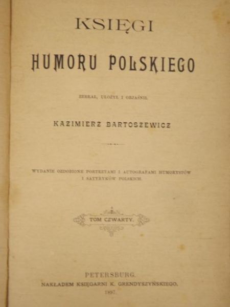 Bartoszewicz Kazimierz - Księga humoru polskiego, 1897 r.