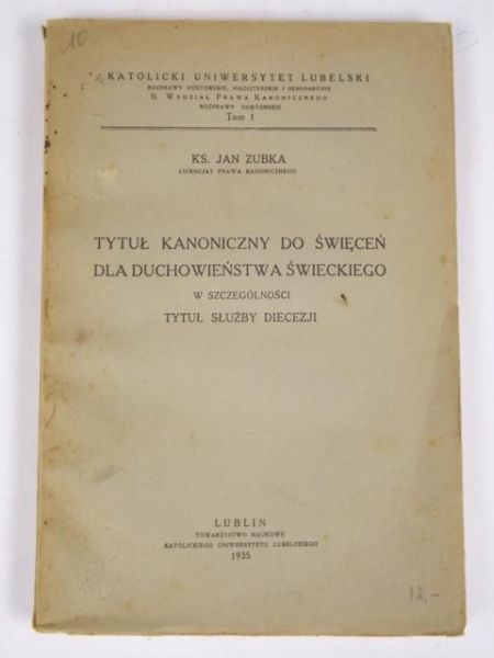 Tytuł kanoniczny doświęceń dla duchowieństwa świeckiego w szczególności tytuł służby diecezji, 1935 r.
