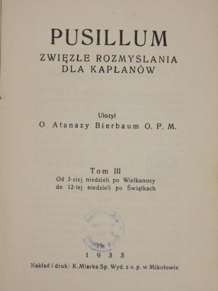 Bierbaum Atanazy (opr.) - Pusillum , 1933 r.