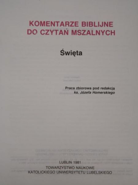 Komentarze biblijne do czytań mszalnych