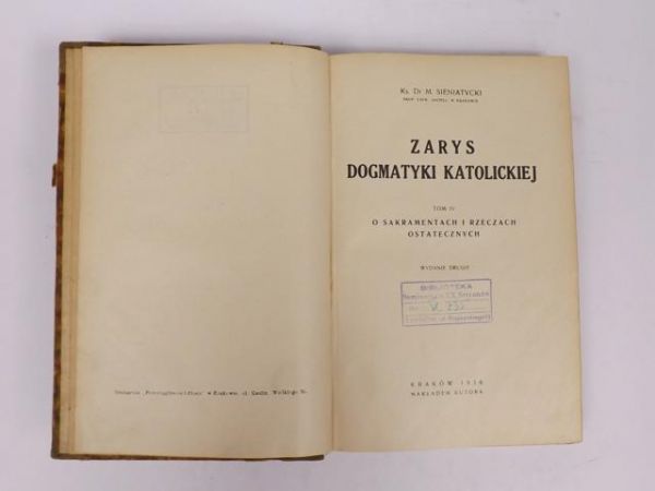 Zarys dogmatyki katolickiej Tom IV, 1936 r.