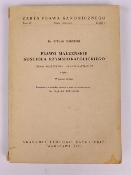 Żurowski Marian - Prawo małżeńskie Kościoła rzymskokatolickiego Część I