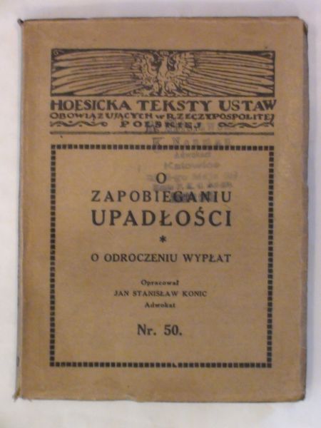 O zapobieganiu upadłości wyd. 1928 r.