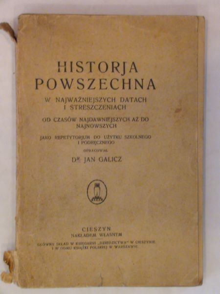 Galicz Jan - Historja powszechna wyd. ok. 1925 r.