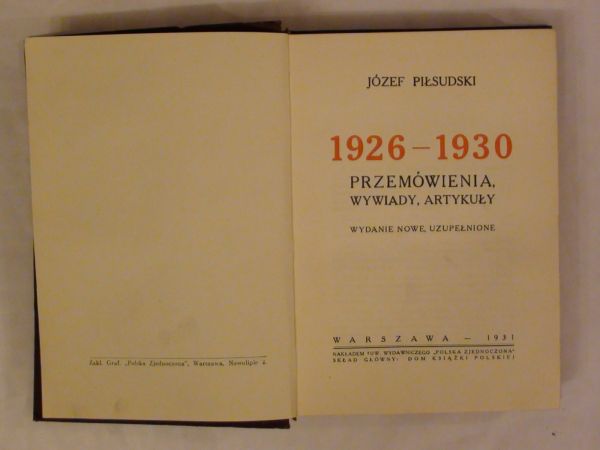 1926 - 1930 Przemówienia, Wywiady, Artykuły