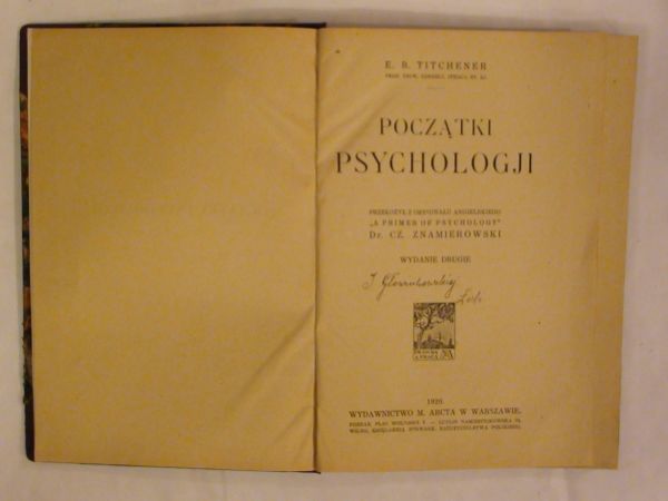 Początki psychologji wyd. 1920 r.