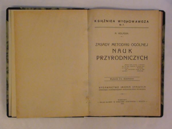 Zasady metodyki ogólnej nauk przyrodniczych wyd. 1919 r.