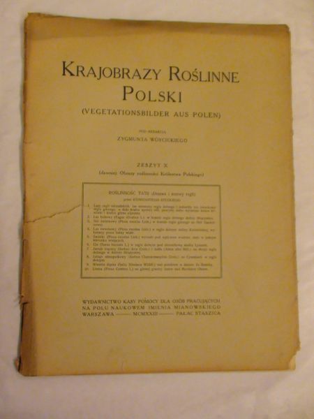 Krajobrazy Roślinne Polski - Roślinność Tatr 1923 r.