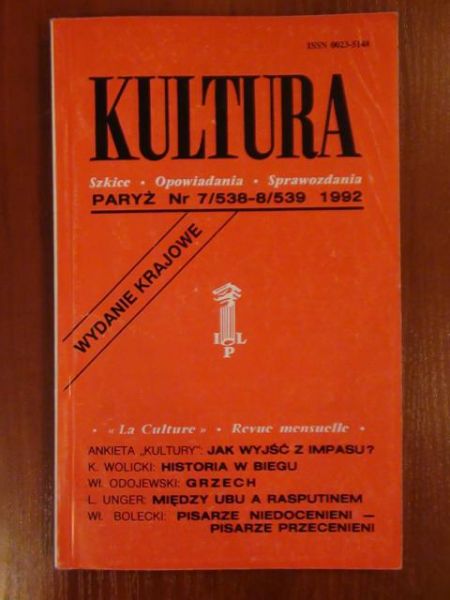 Kultura Szkice-opowiadania-sprawozdania nr 7-8/1992 (538 -539)